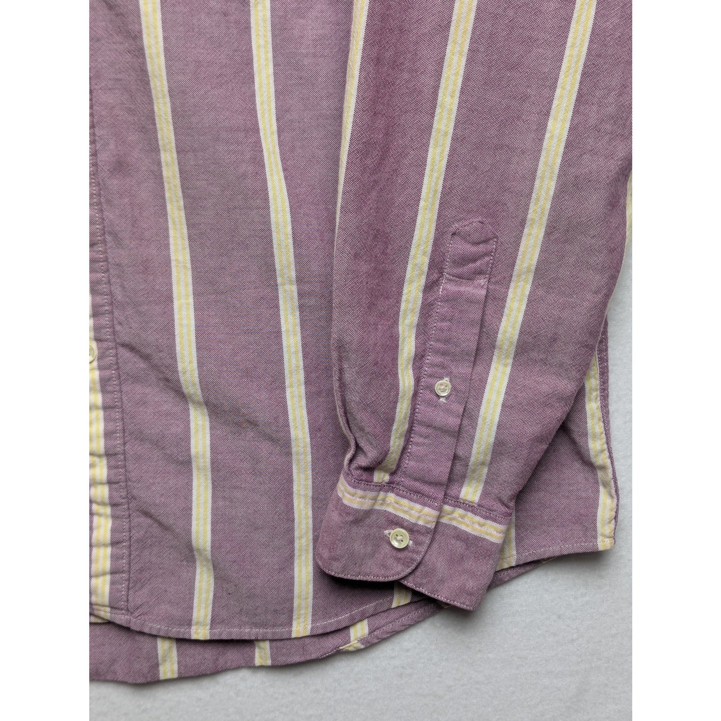 Vintage Men's Claiborne Purple & Yellow Striped Shirt 100% Cotton