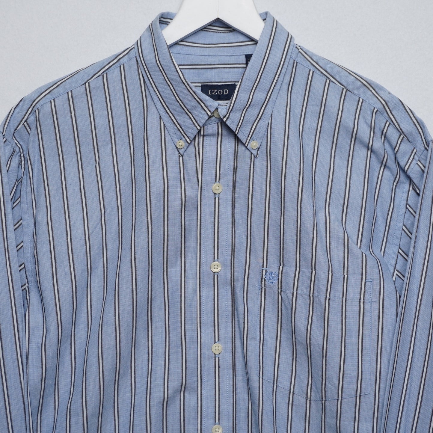 Vintage Izod Bue Striped Button Down Shirt L