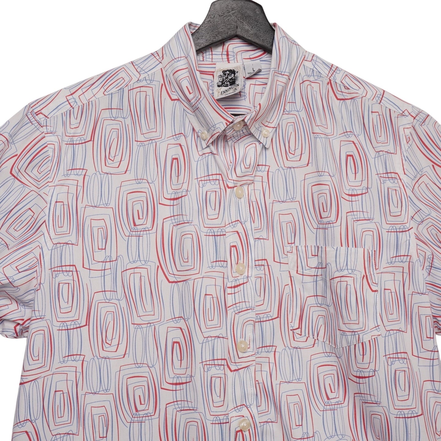 Kennington California Retro Geometric Print Shirt Men's L Mod 90s USA Vibes