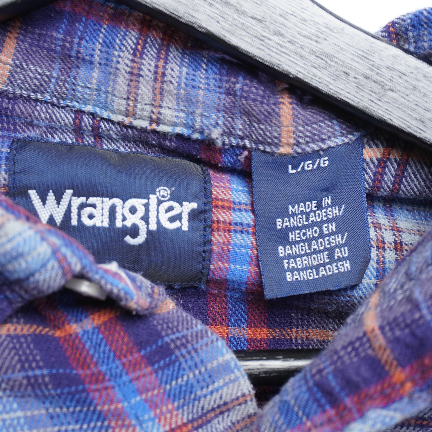 Wrangler Pearl Snap Flannel Shirt Vintage Plaid Size L - Western Grunge