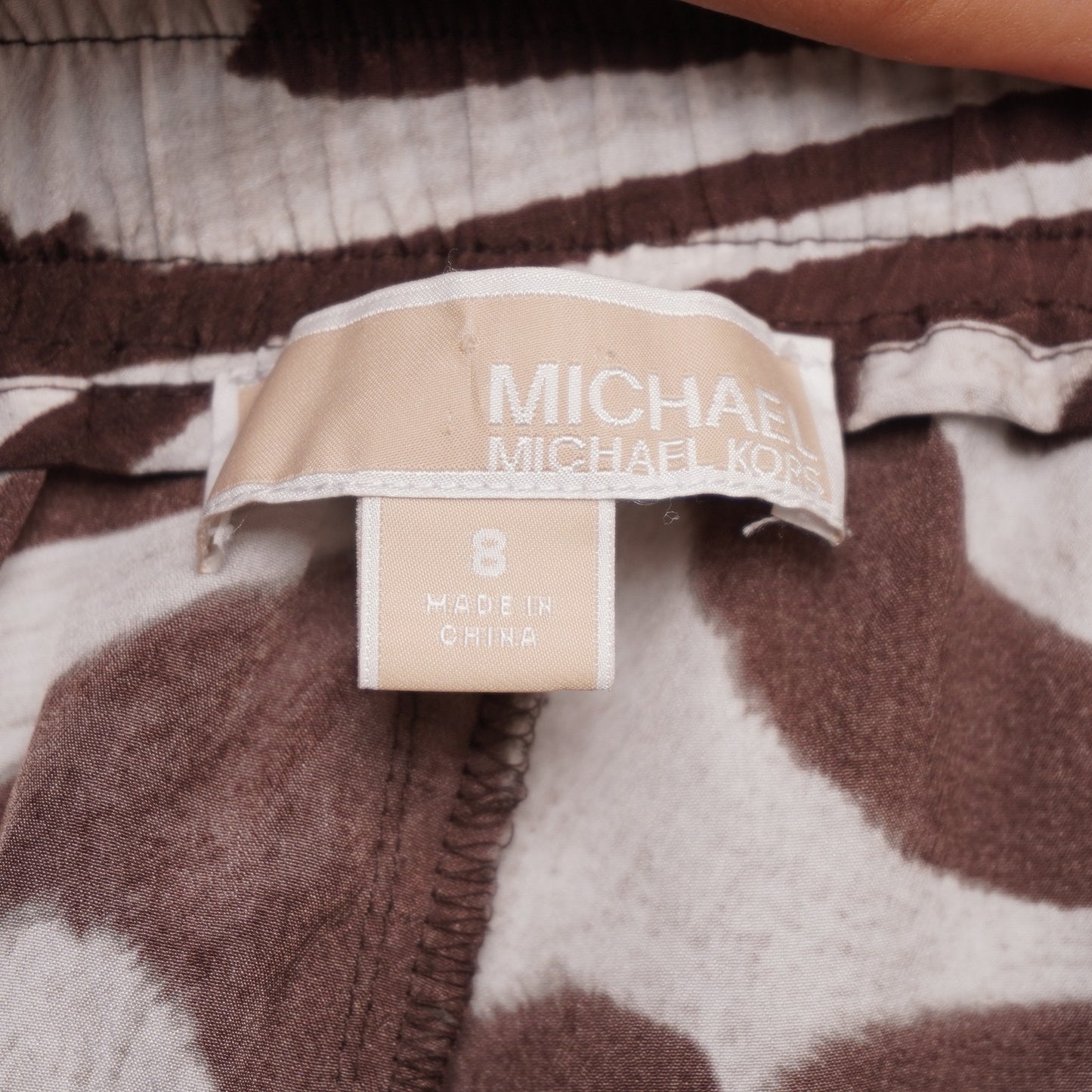 Michael Michael Kors Wide Leg Zebra Swirl Print Pants Size 8 Brown Drawstring