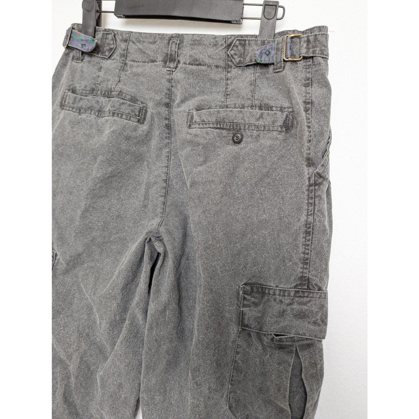 Vtg Gray High Waisted Adjustable Waist Light Cotton Cargo Pants Size 29