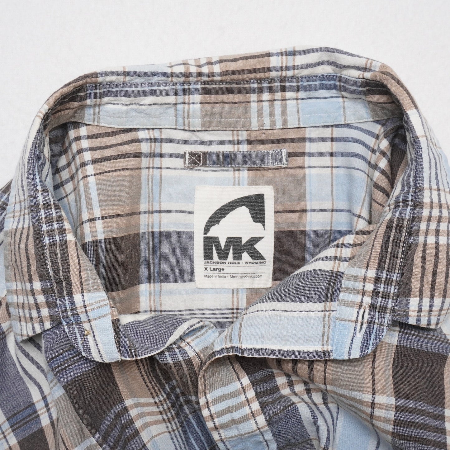 MK Mountain Khakis Plaid Shirt XL Jackson Hole Wyoming Outdoor Short Sleeve