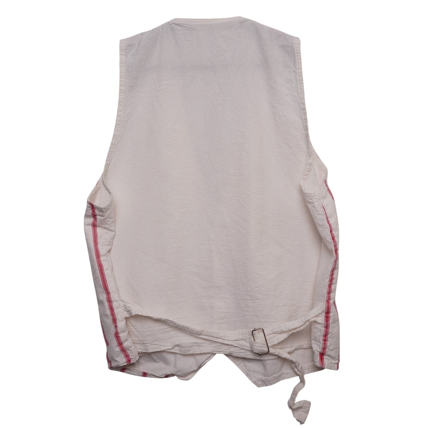 Santana Ltd. Red White Striped Vest 100% Cotton Adjustable Back Men's Large