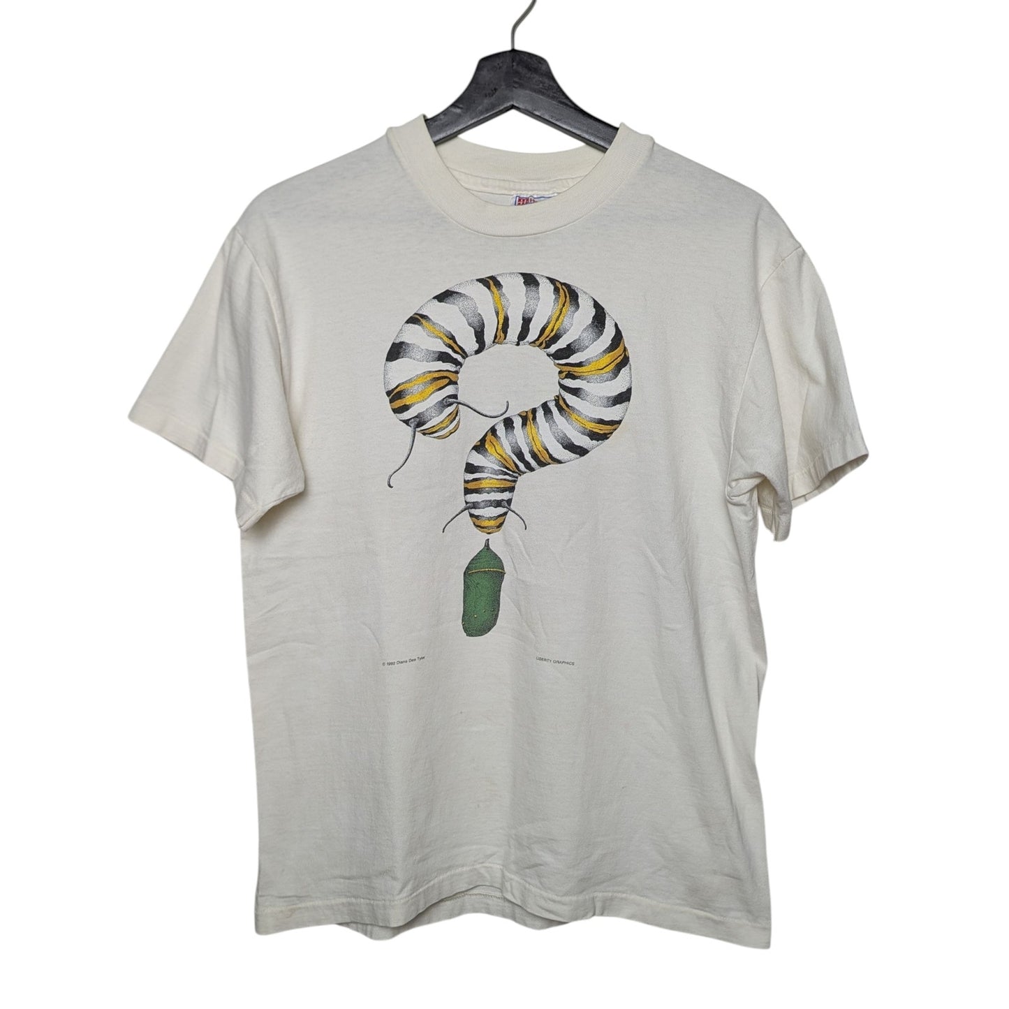VTG Hanes Liberty Graphics Monarch Butterfly Question Mark T-Shirt Size Medium