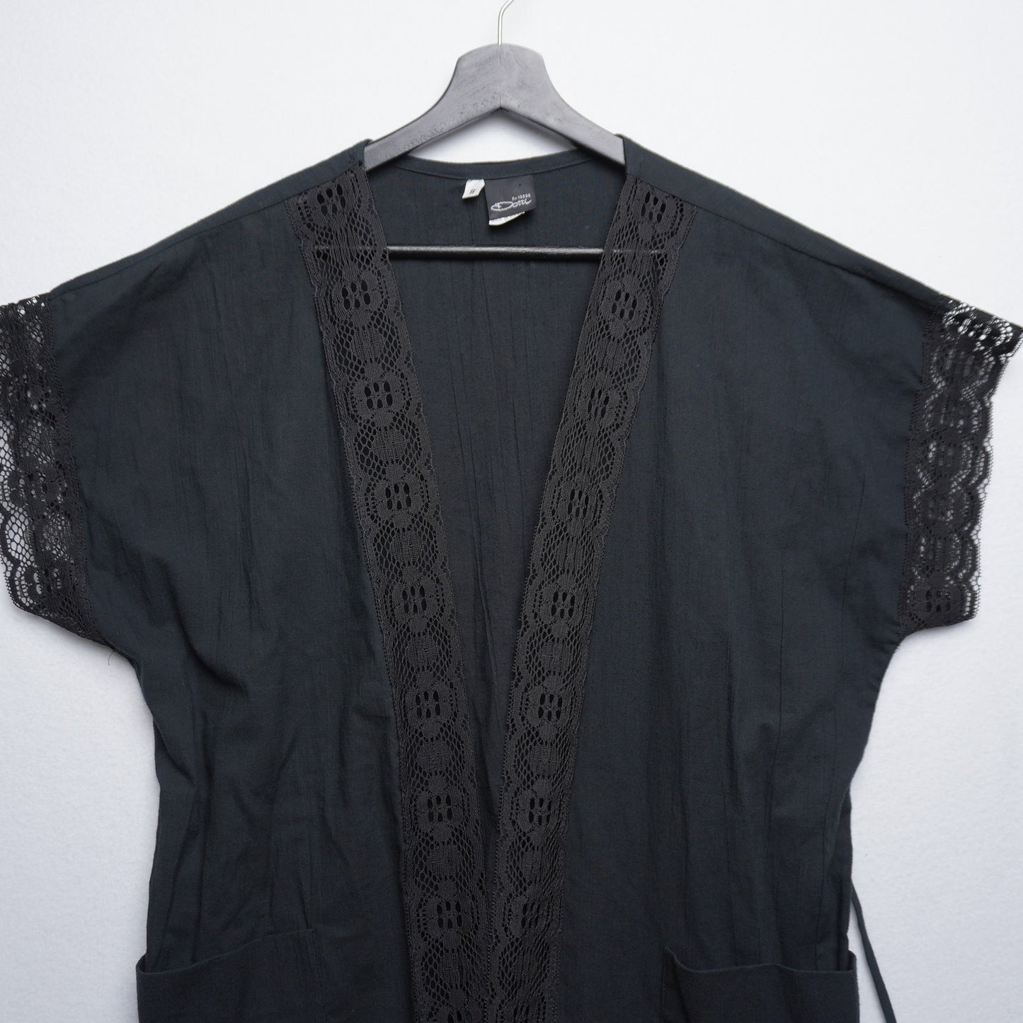 Vintage Dotti Kimono Style Black Robe Made in USA Small