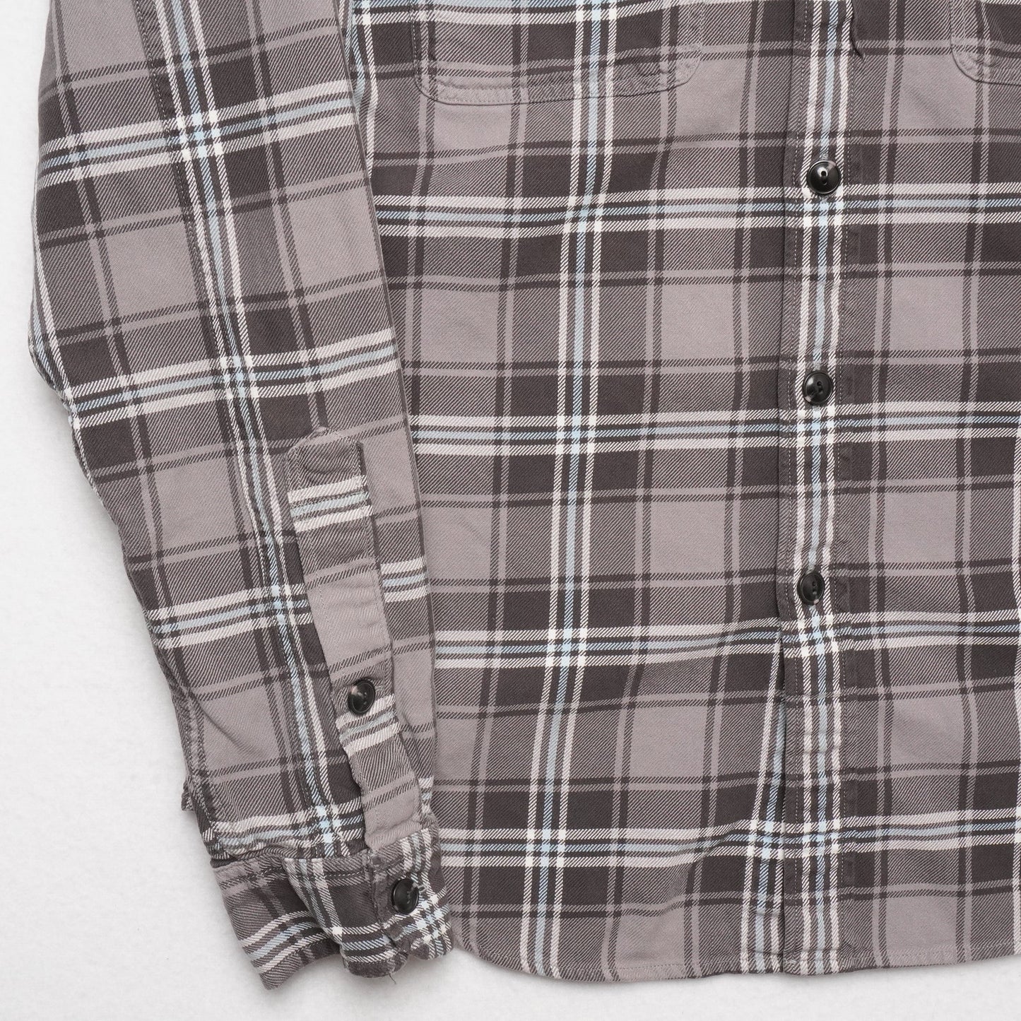 J.Crew Flannel Shirt Mens M Gray Blue Plaid Long Sleeve Cotton Casual