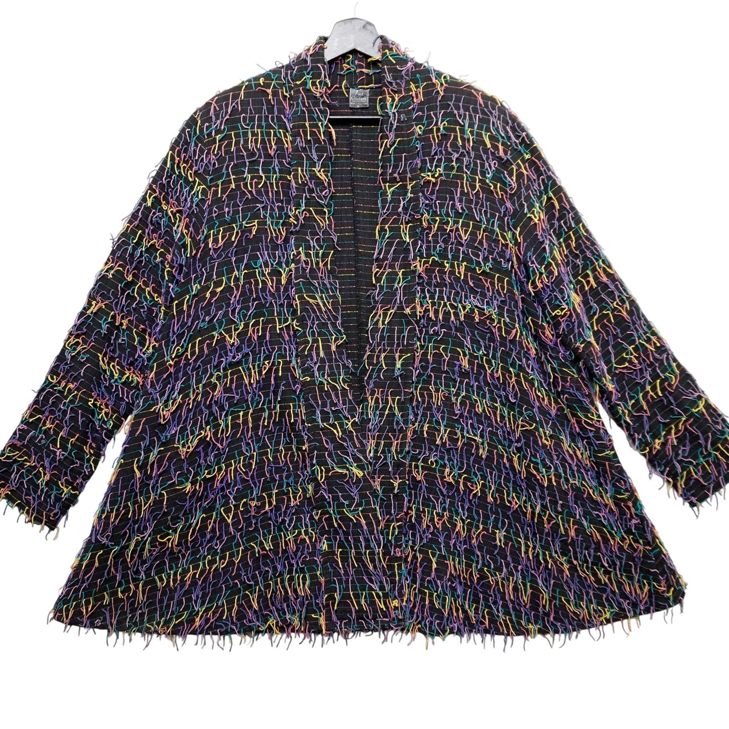 Car Pool Couture Multi Color Fringe Jacket 100% Cotton M