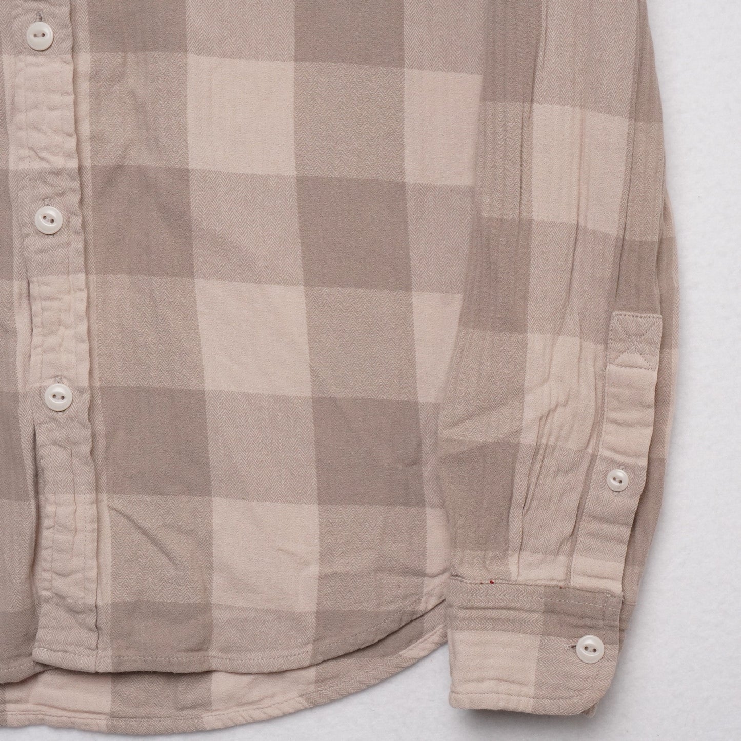 Stapleford Flannel Shirt Mens Small Beige Gray Plaid Long Sleeve Workwear Casual