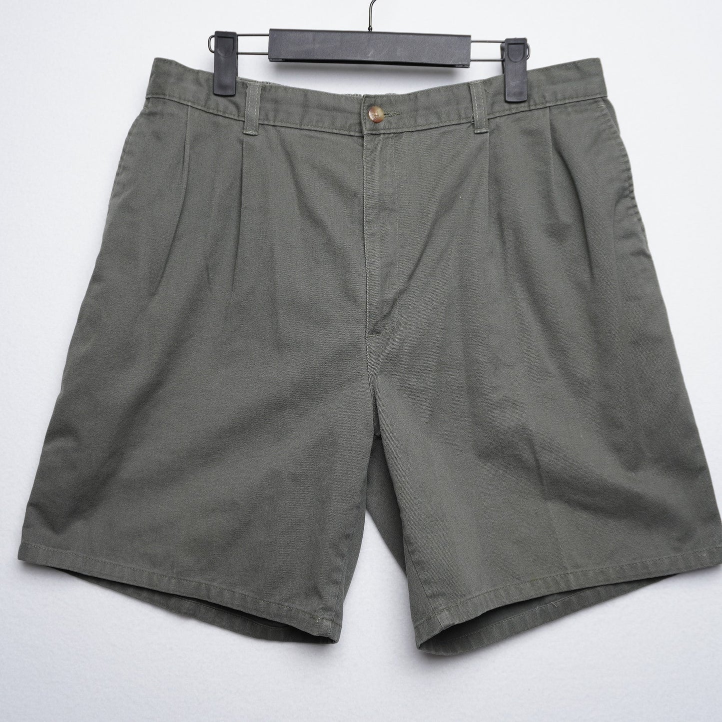Vintage Bay to Bay Green Cotton Shorts Elastic Waist Pleated Waist 38