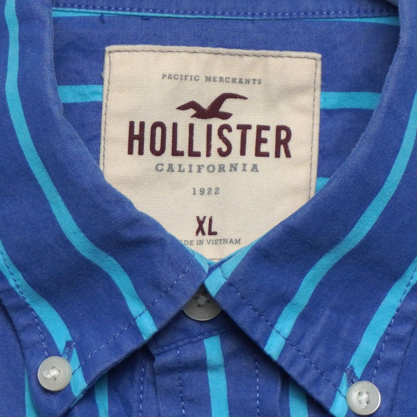 Hollister Blue Striped Button Down Shirt Size XL