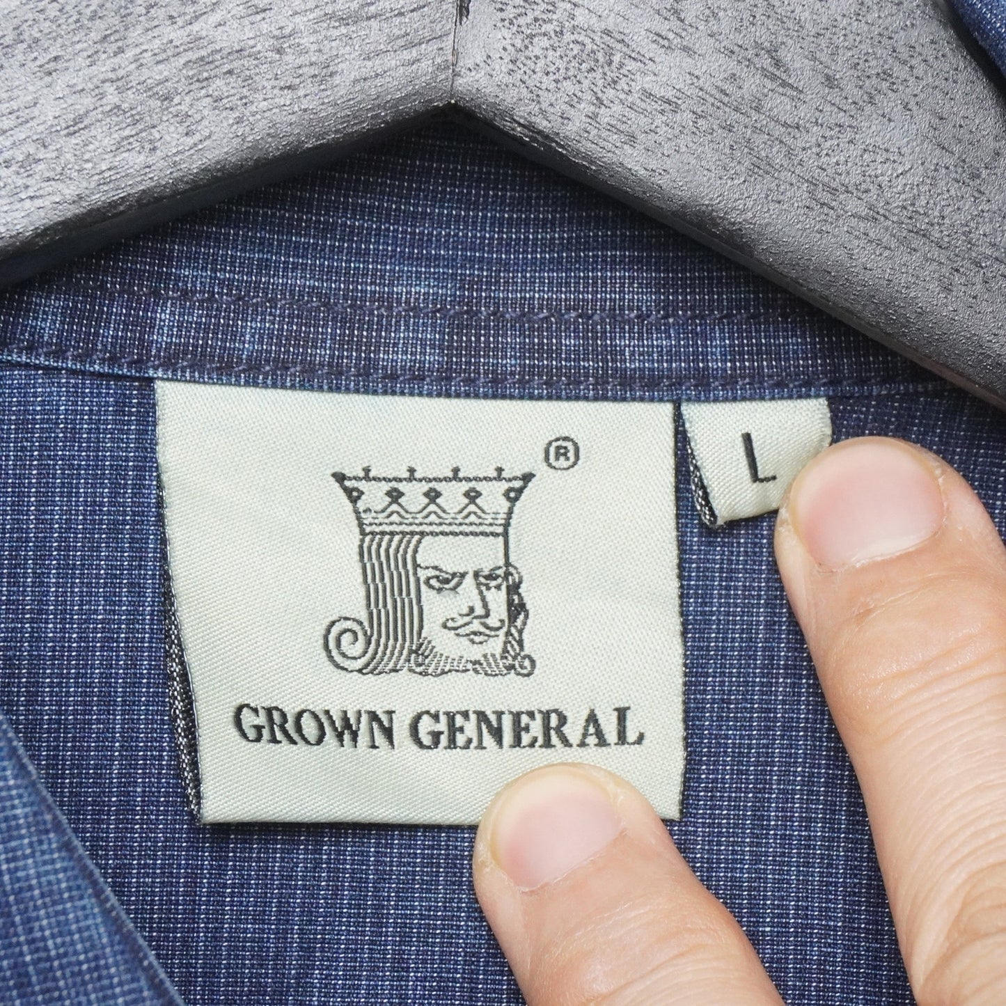 Grown General Denim Snap Button Western Shirt Men’s Large Workwear Cowboy Blue