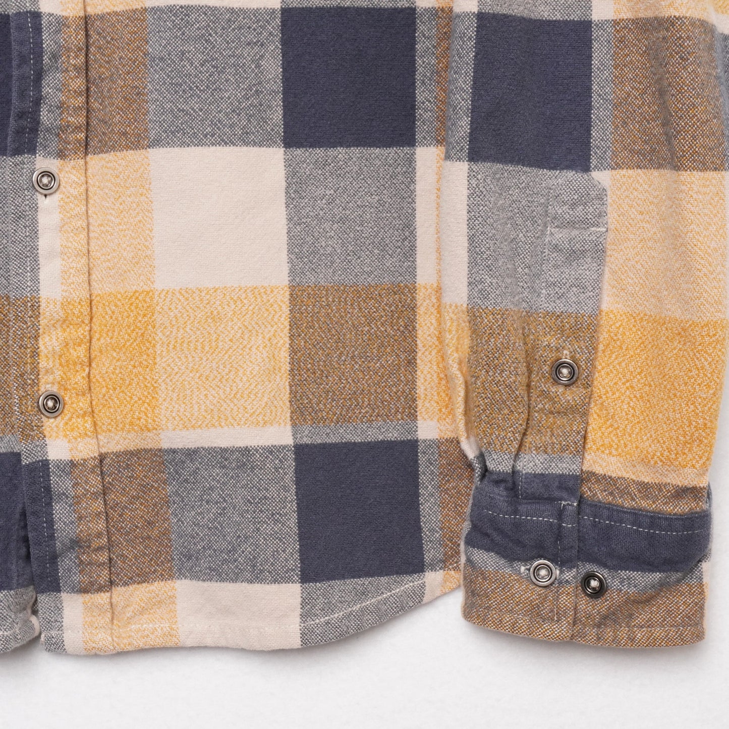 Prana Organic Cotton Flannel Shirt Men’s Medium Yellow Navy Plaid Long Sleeve