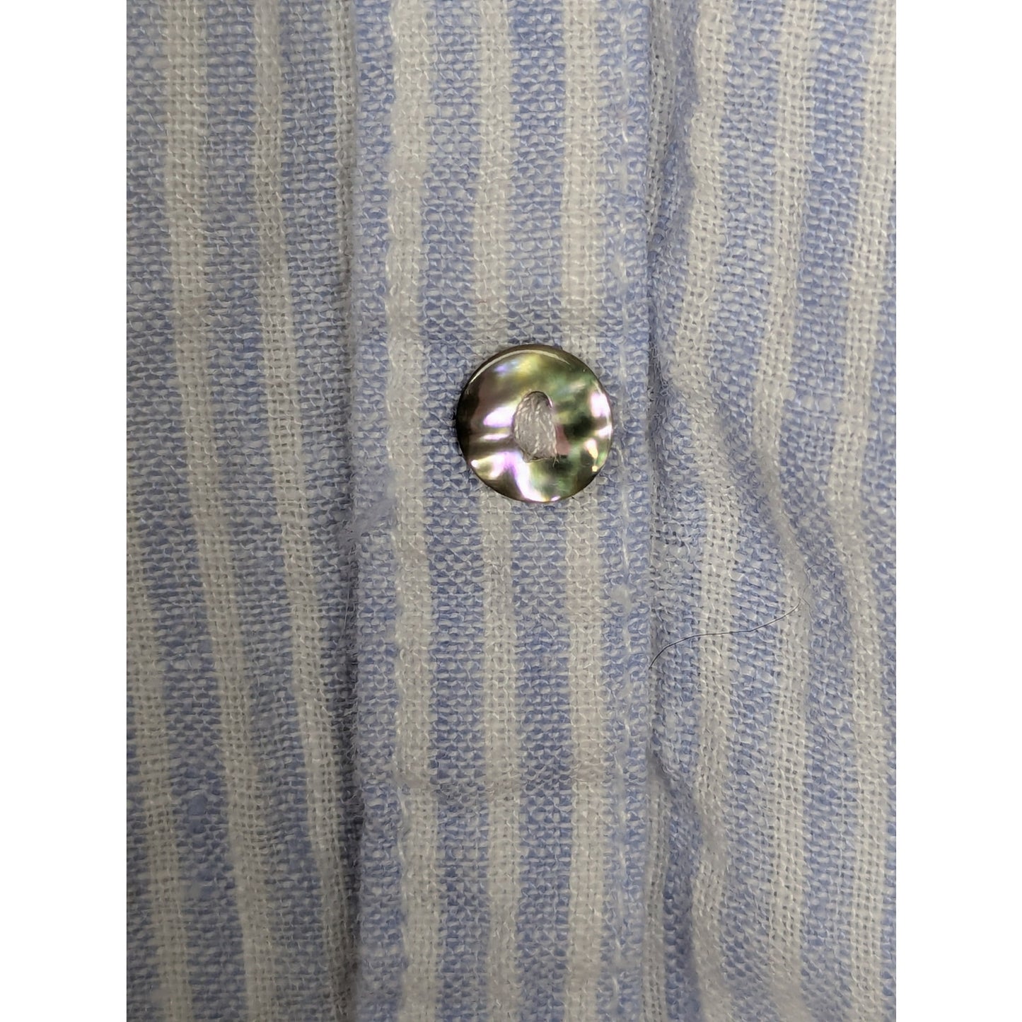 Sigrid Olsen 100% Linen Striped Shirt Size M Pearl Buttons