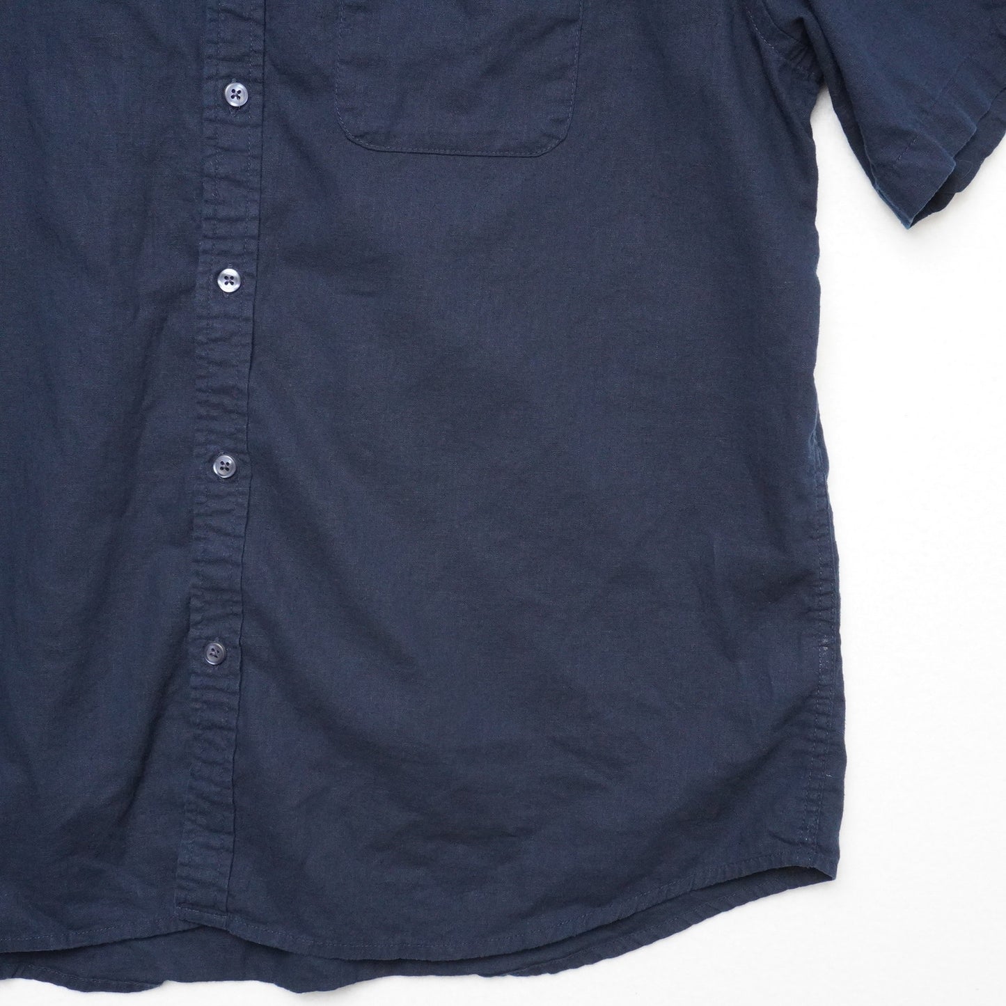 Old Navy Linen Blend Shirt Mens XL Navy Short Sleeve Button Up Casual Summer