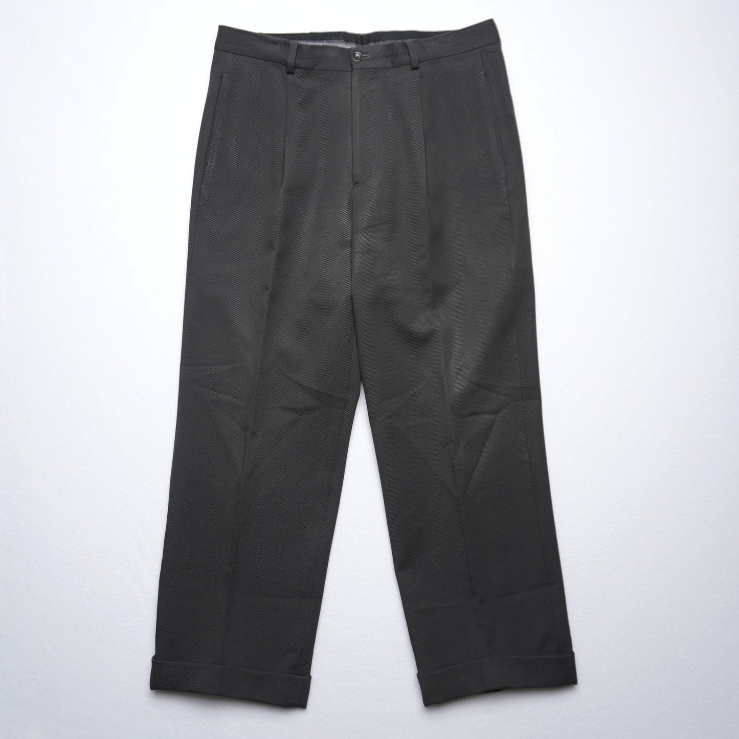 Armani Collezioni Dark Gray Wide Leg Wool Trousers
