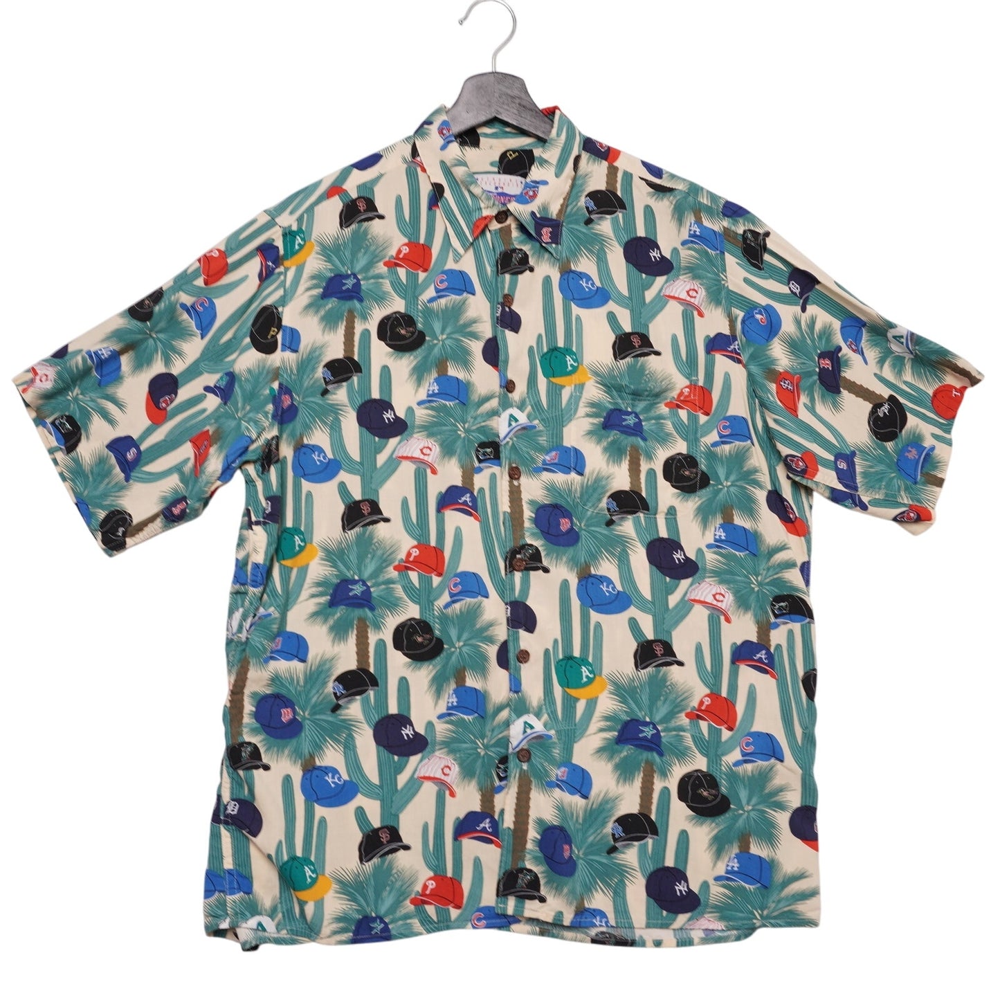 Vintage MLB Reyn Spooner Shirt M Cactus Print Baseball Cap Hawaiian Made in USA