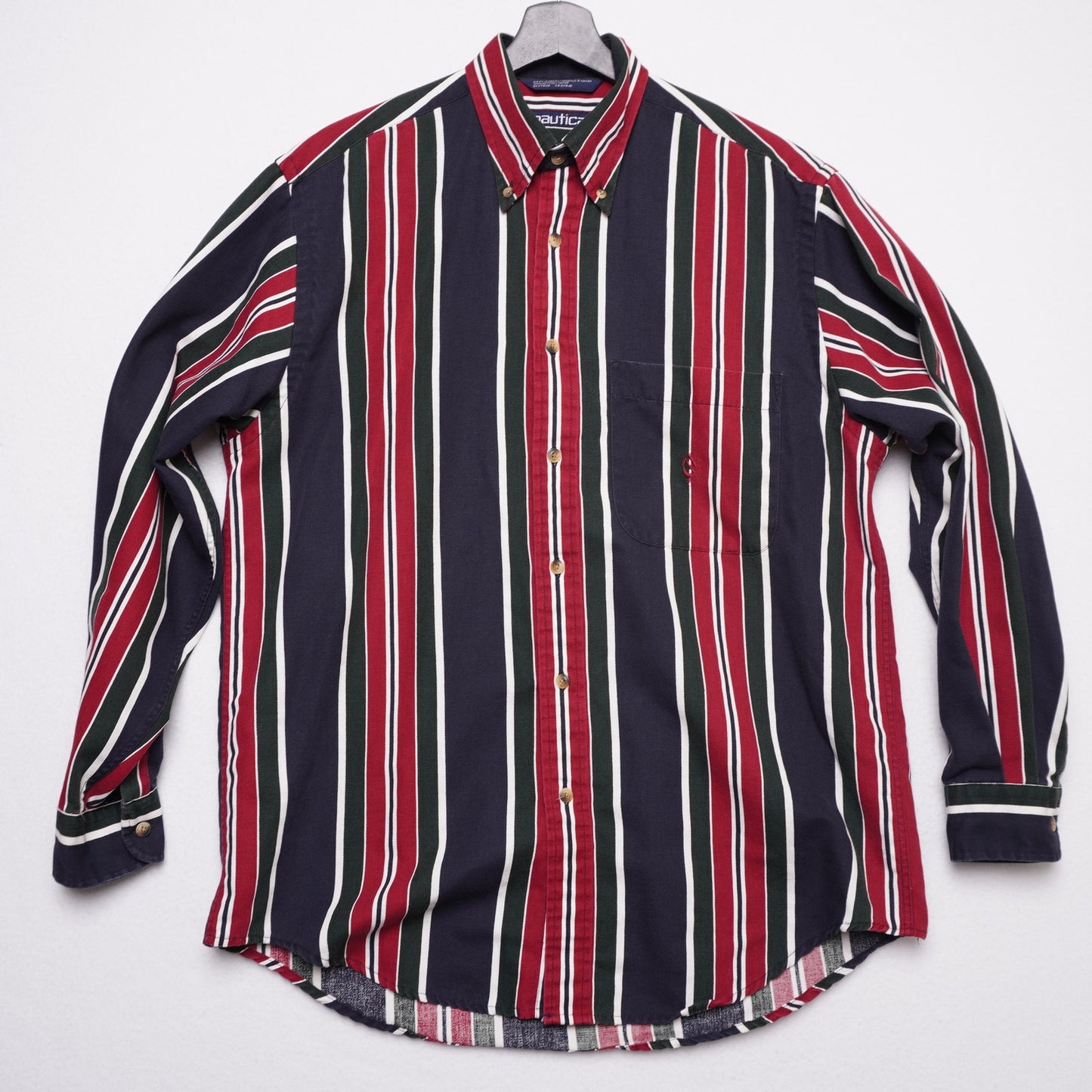 Vintage Nautica Striped Shirt Vertical Stripe 90s Button Down M