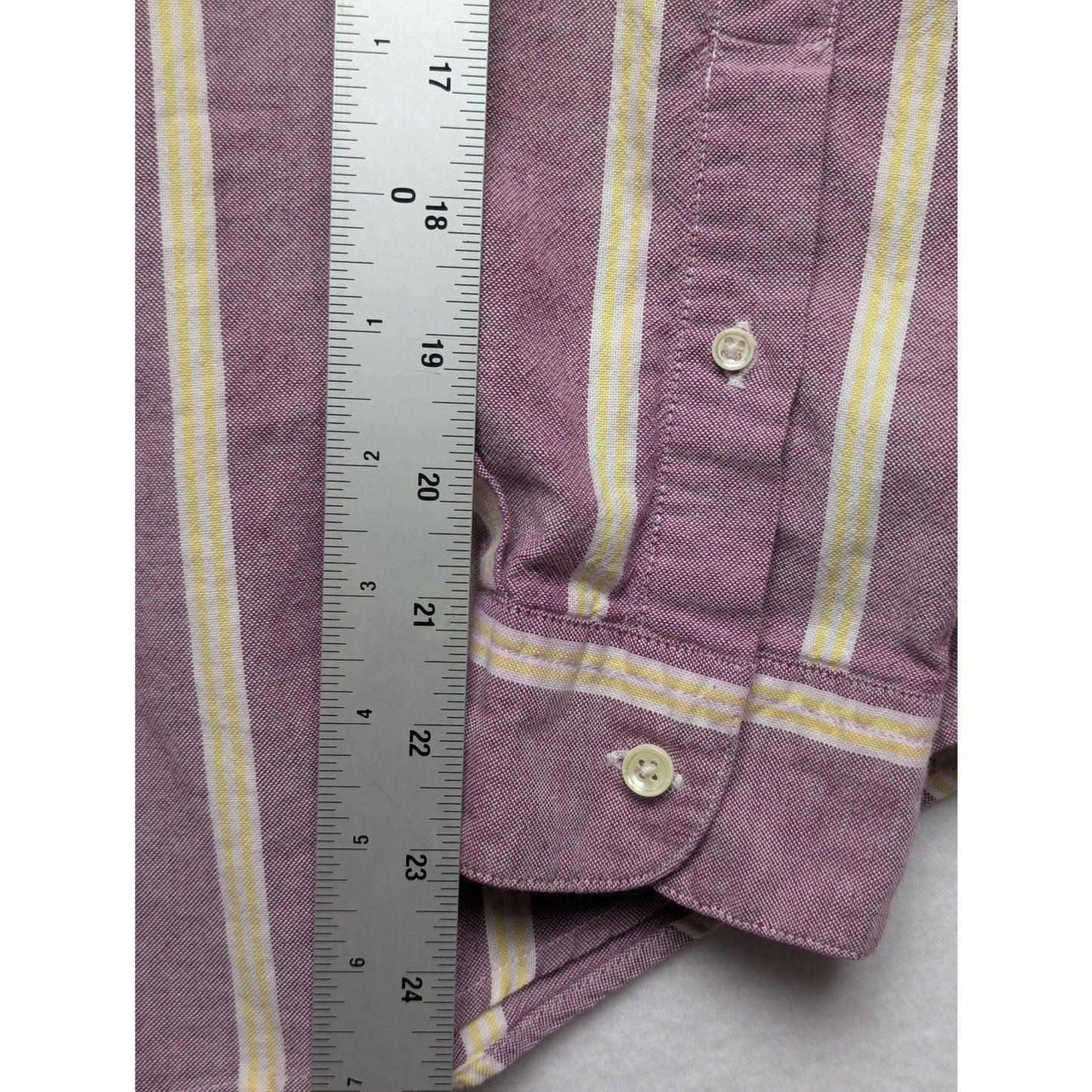 Vintage Men's Claiborne Purple & Yellow Striped Shirt 100% Cotton