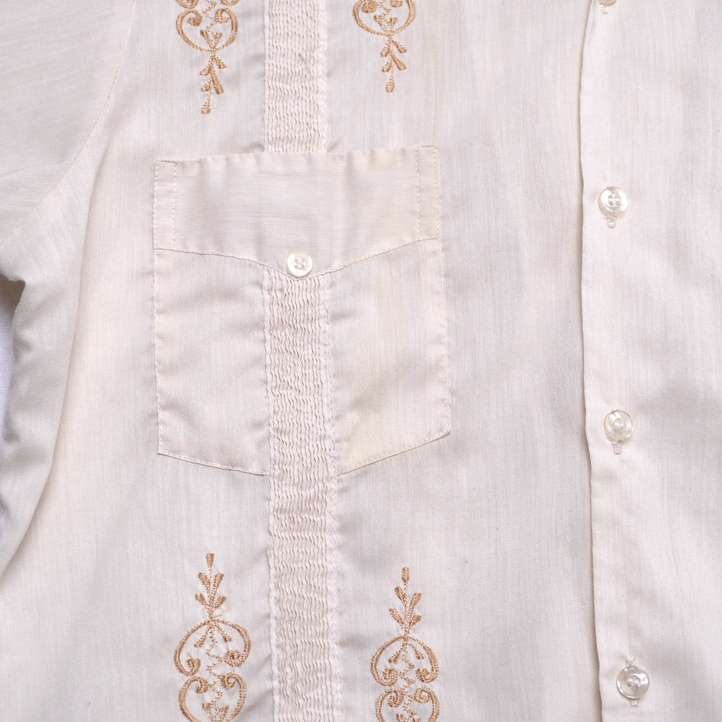 Vintage Continental Embroidered Guayabera Shirt - Made in Mexico L