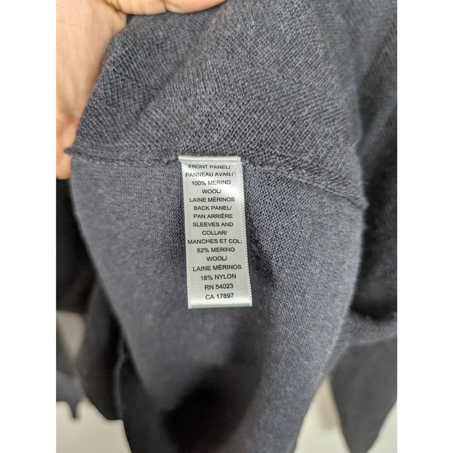 Banana Republic Gray Fine Italian Merino Wool Quarter Zip Sweater Size L