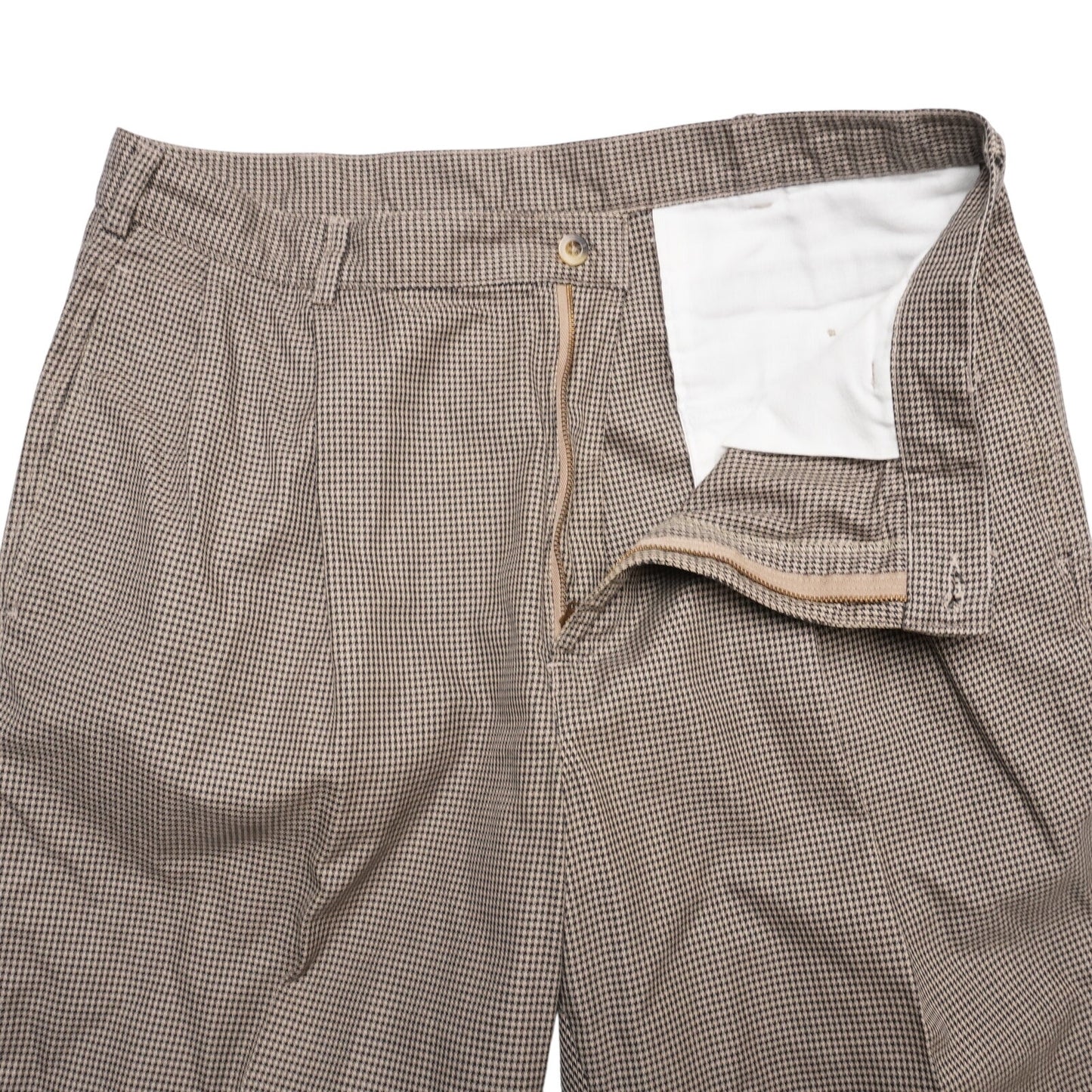 Lands’ End Men’s Dress Pants Size 36 Brown Houndstooth Check Cotton USA Made