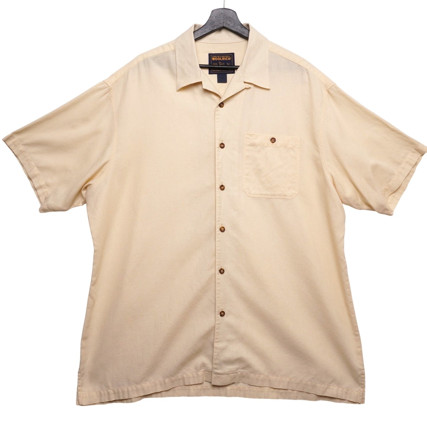Woolrich John Rich & Bros Men’s XL Short Sleeve Button Shirt Yellow Cotton