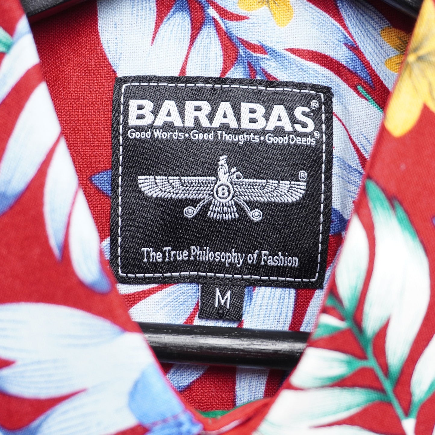Barabas Red Floral Shirt M Linen Cotton Hawaiian Tropical NWT
