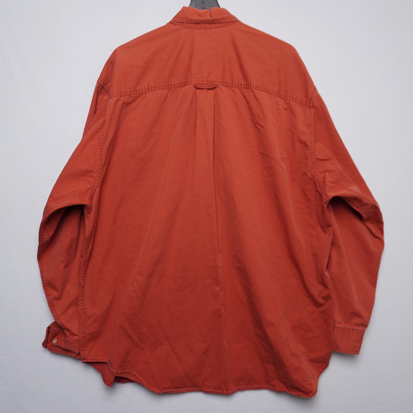 Eddie Bauer Rufton Twill Utility Shirt XL RedOrange Cotton Flap Pockets Workwear