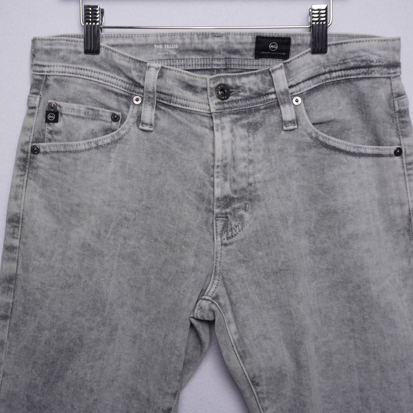 Adriano Goldschmied The Tellis Light Gray Slim Fit Stonewashed Jeans Size 29