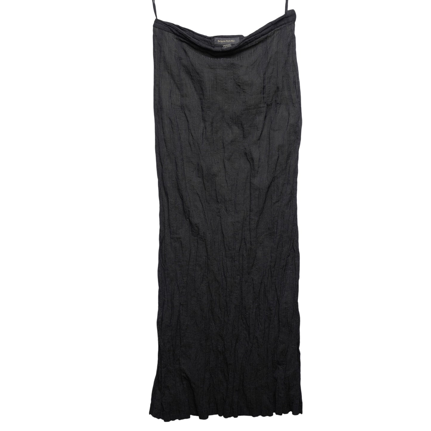 Y2K Banana Republic Black Crinkle Maxi Skirt - Made in IT Wool Blend Size 12