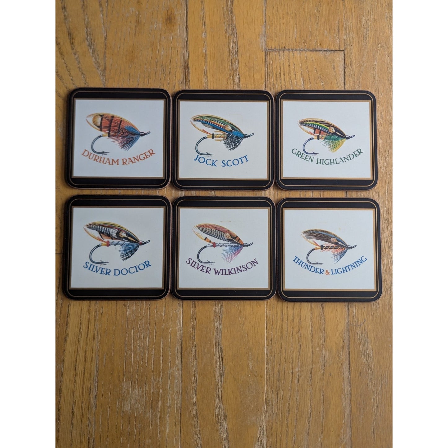 Vintage Pimpernel Coasters Salmon Flies by Gunnar Johnson - Set of 6