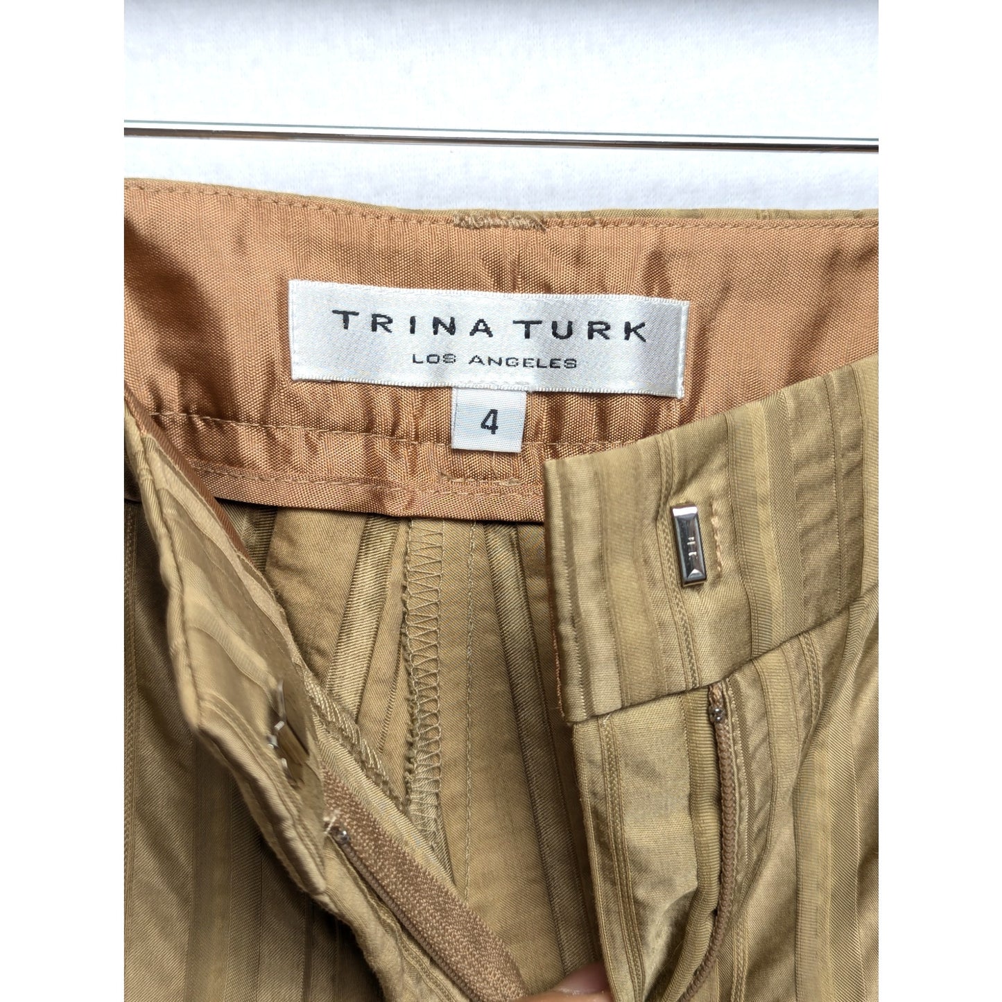 Trina Turk Gold Striped Pants Size 4