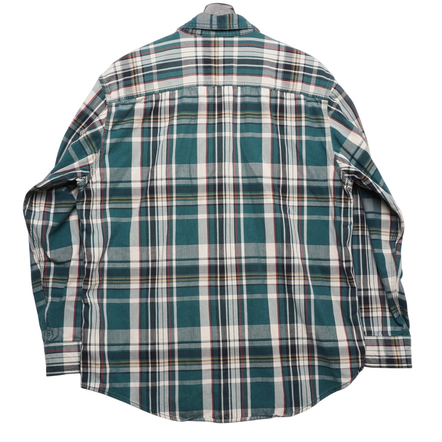 G.H. Bass & Co. Flannel Shirt Men’s L Green Plaid 100% Cotton 24.5x32