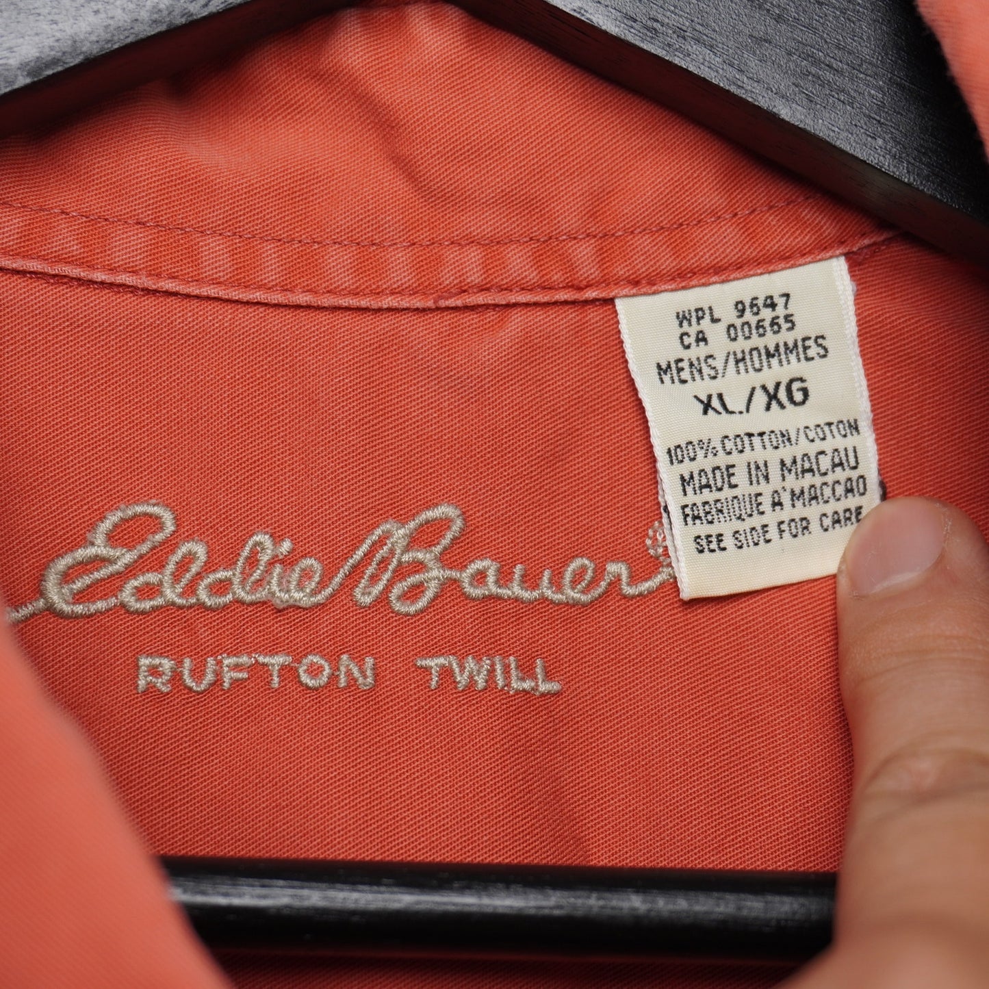 Eddie Bauer Rufton Twill Utility Shirt XL RedOrange Cotton Flap Pockets Workwear