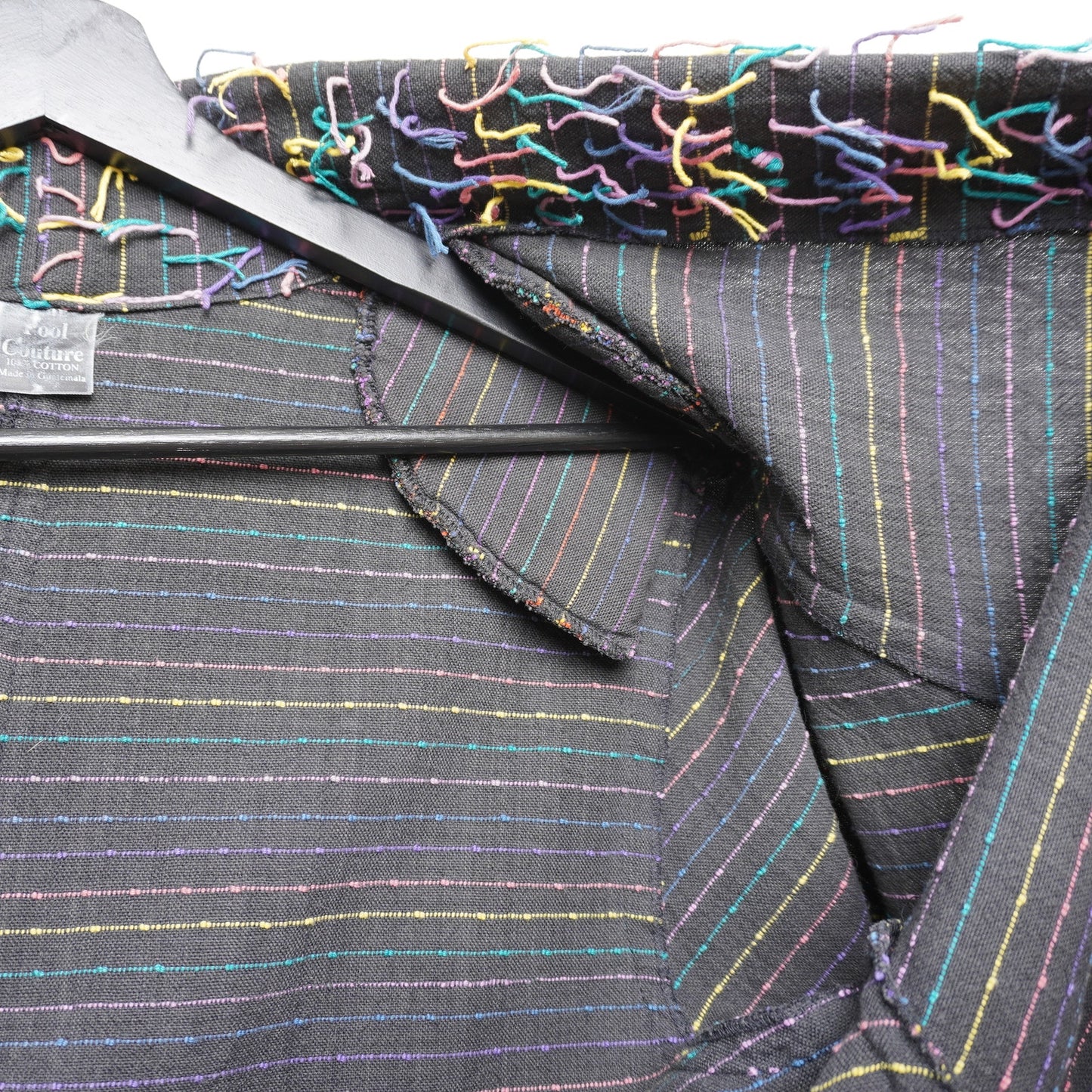 Car Pool Couture Multi Color Fringe Jacket 100% Cotton M