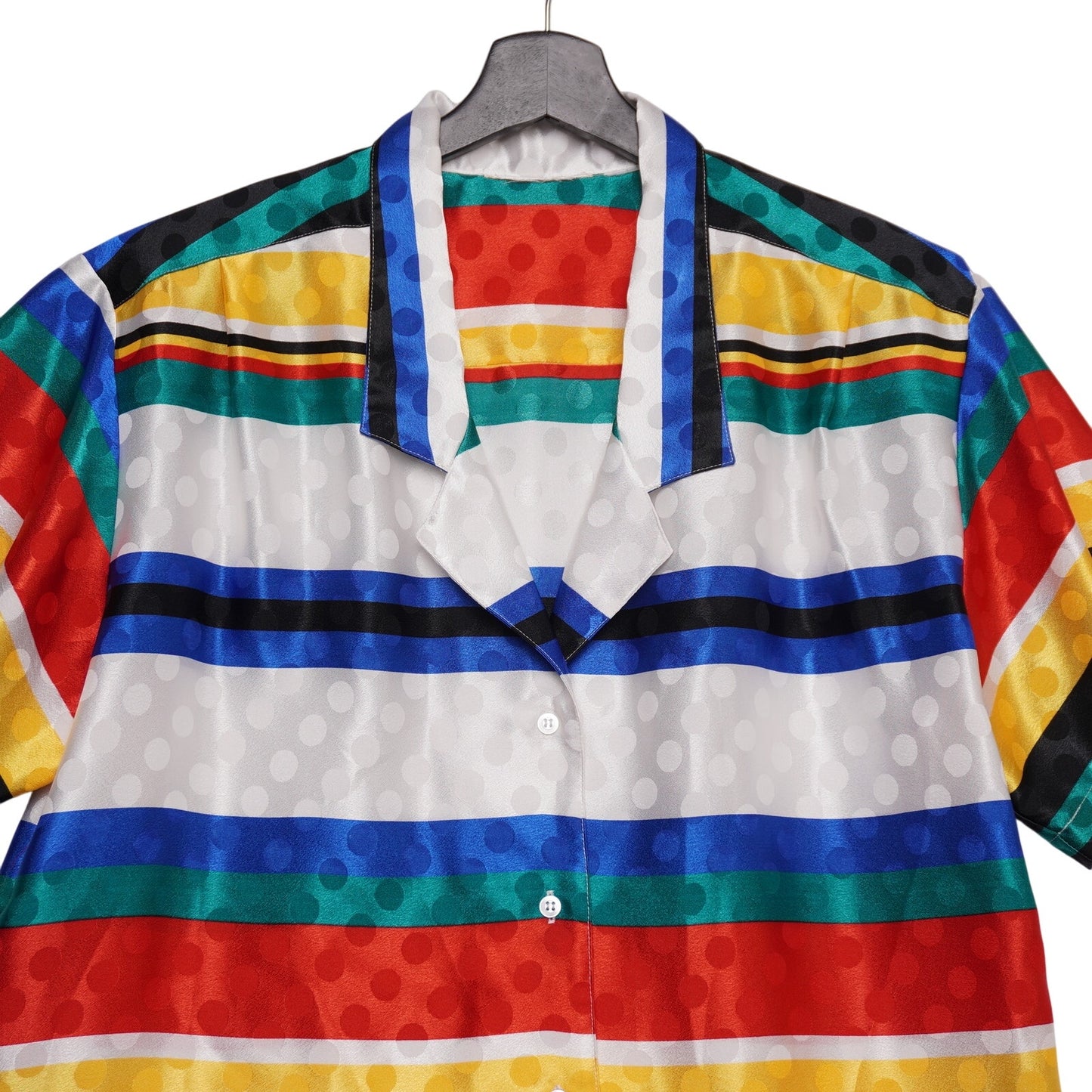 Multicolor Stripe Women’s Boxy Blouse Top Polkadot Short Sleeve Minimalist