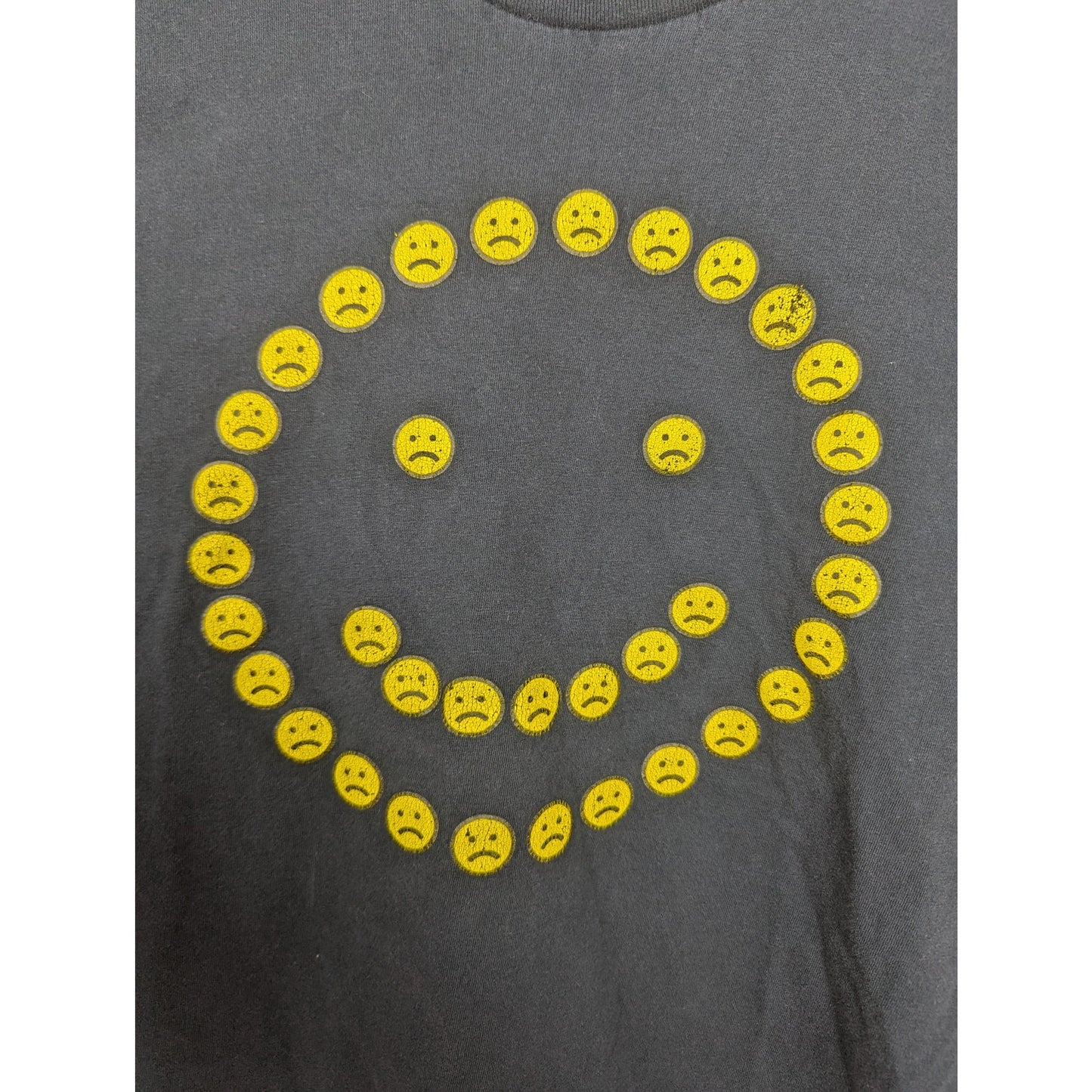Happycry Smiley Face Made of Frownie Faces T-Shirt Black Size L