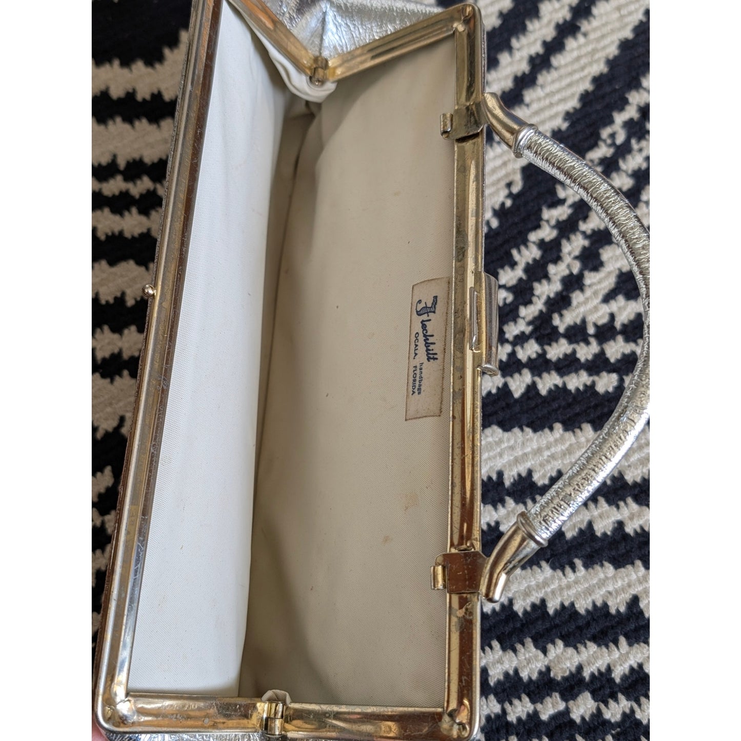 Vintage Flechbilt Silver East West Top Handle Clutch Purse
