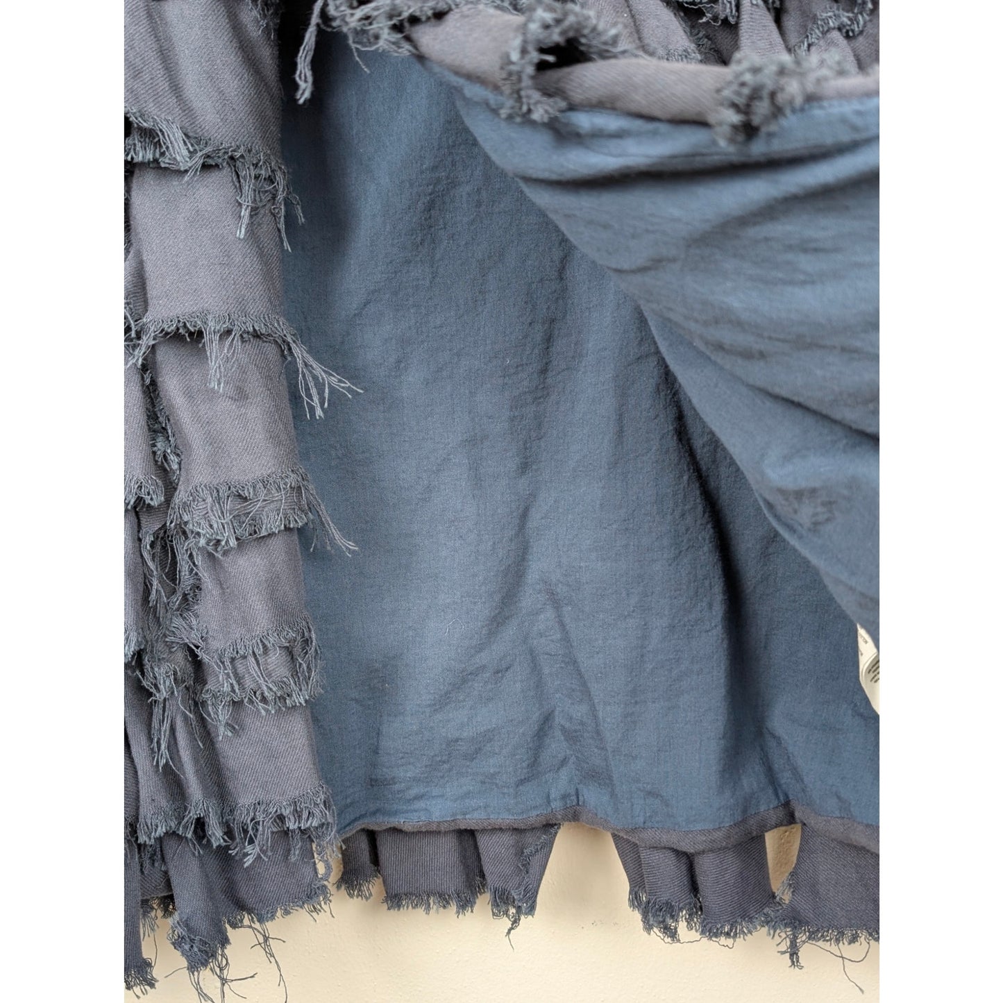 100% Cotton Layered Ruffle Blue Cardigan S