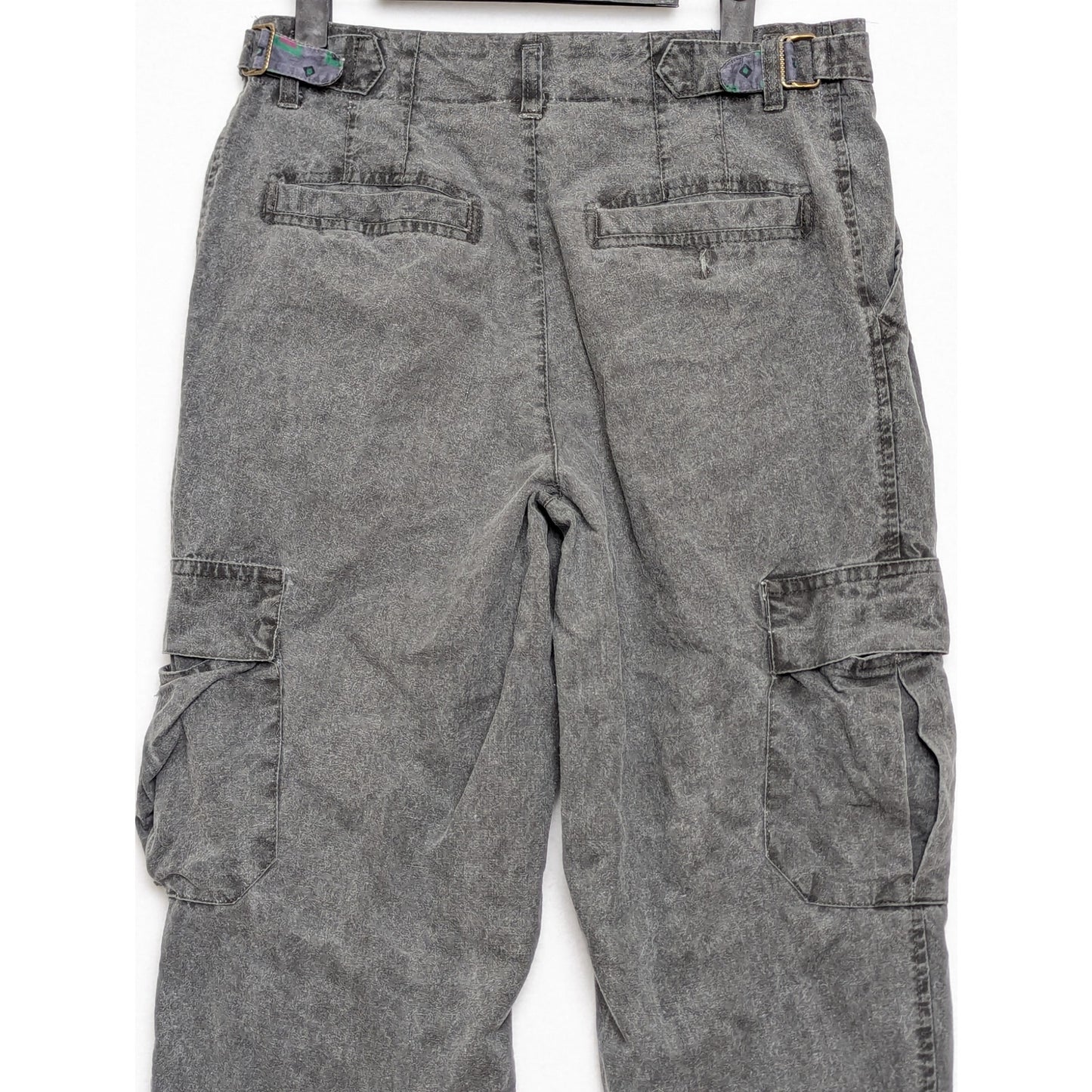 Vtg Gray High Waisted Adjustable Waist Light Cotton Cargo Pants Size 29