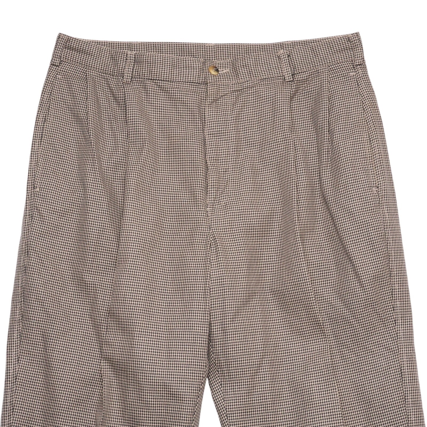 Lands’ End Men’s Dress Pants Size 36 Brown Houndstooth Check Cotton USA Made