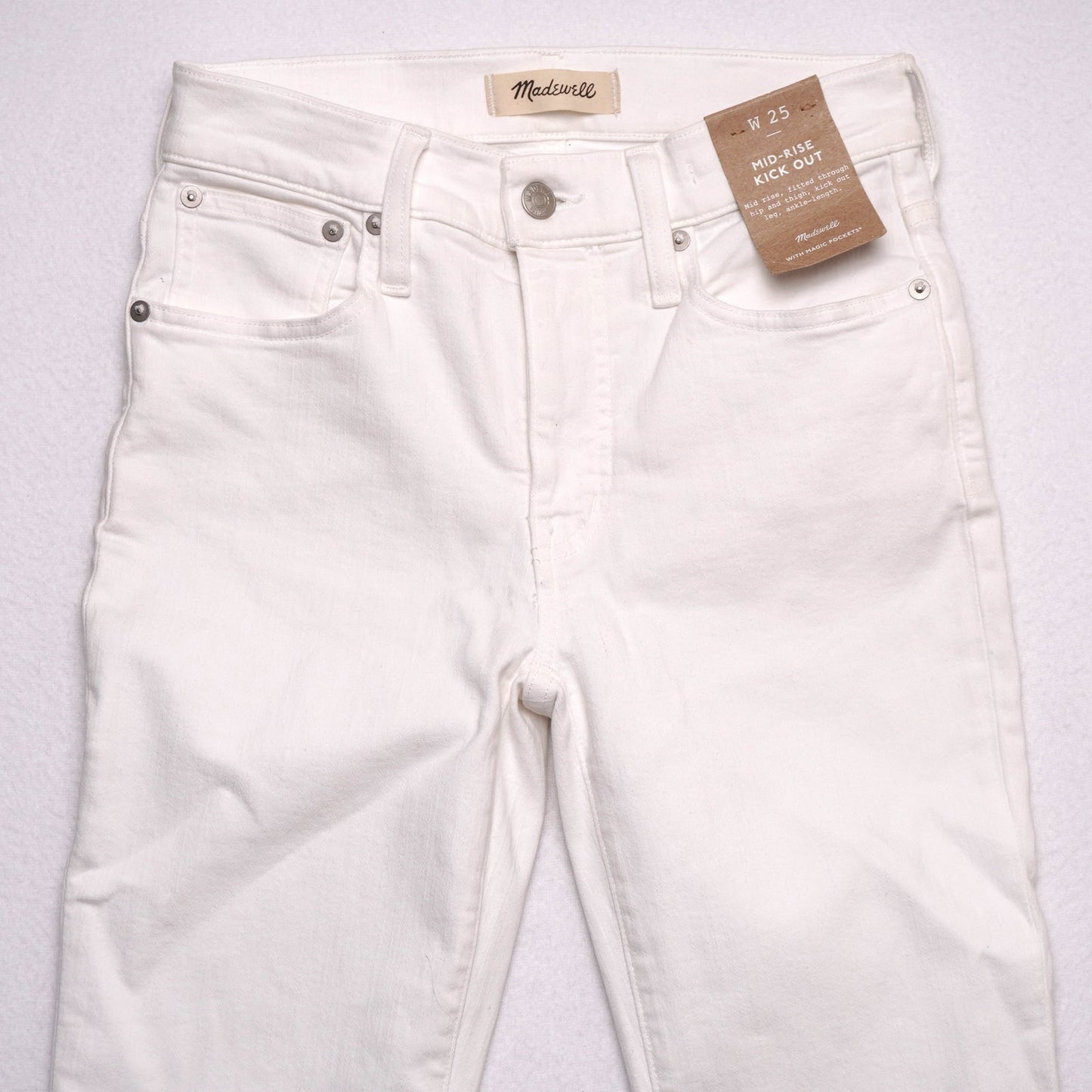 Madewell Midrise Kick-Out White Denim Perfect Summer Jeans NWT 25