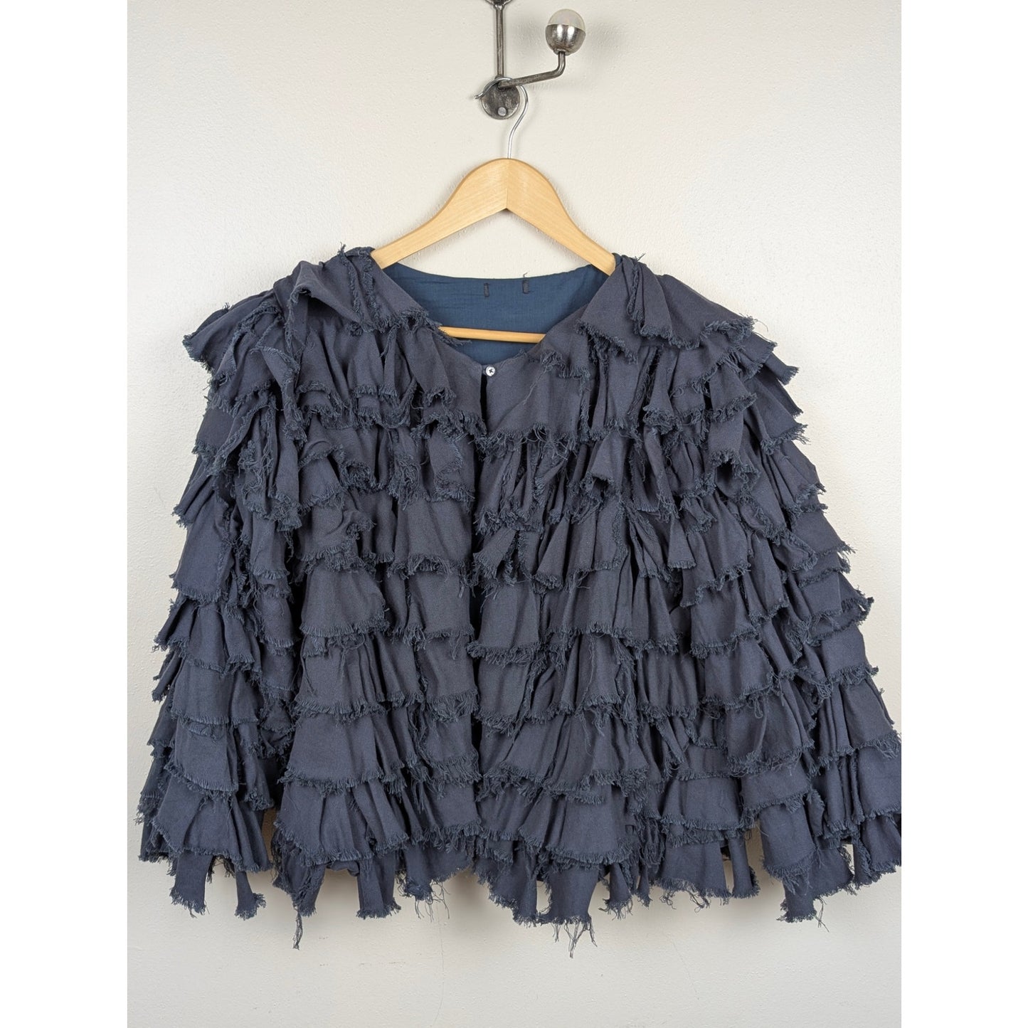 100% Cotton Layered Ruffle Blue Cardigan S