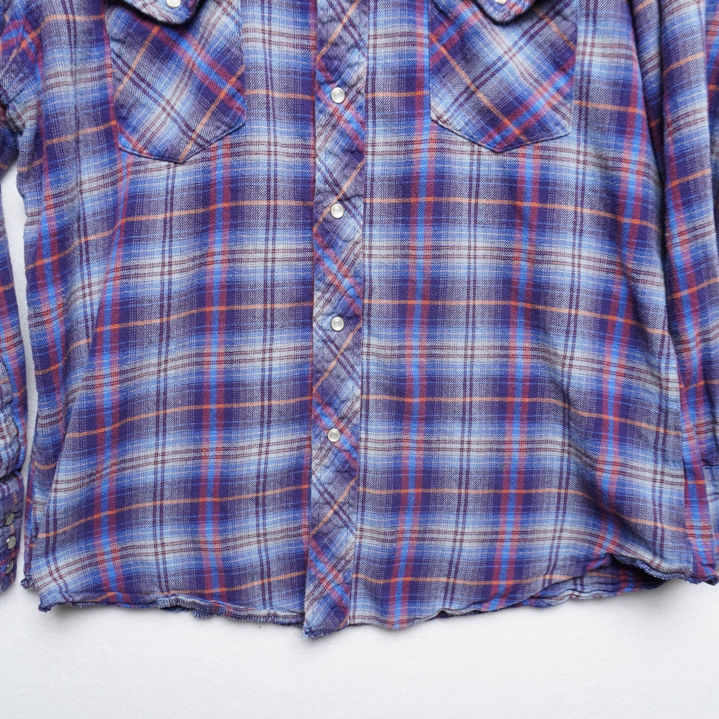Wrangler Pearl Snap Flannel Shirt Vintage Plaid Size L - Western Grunge