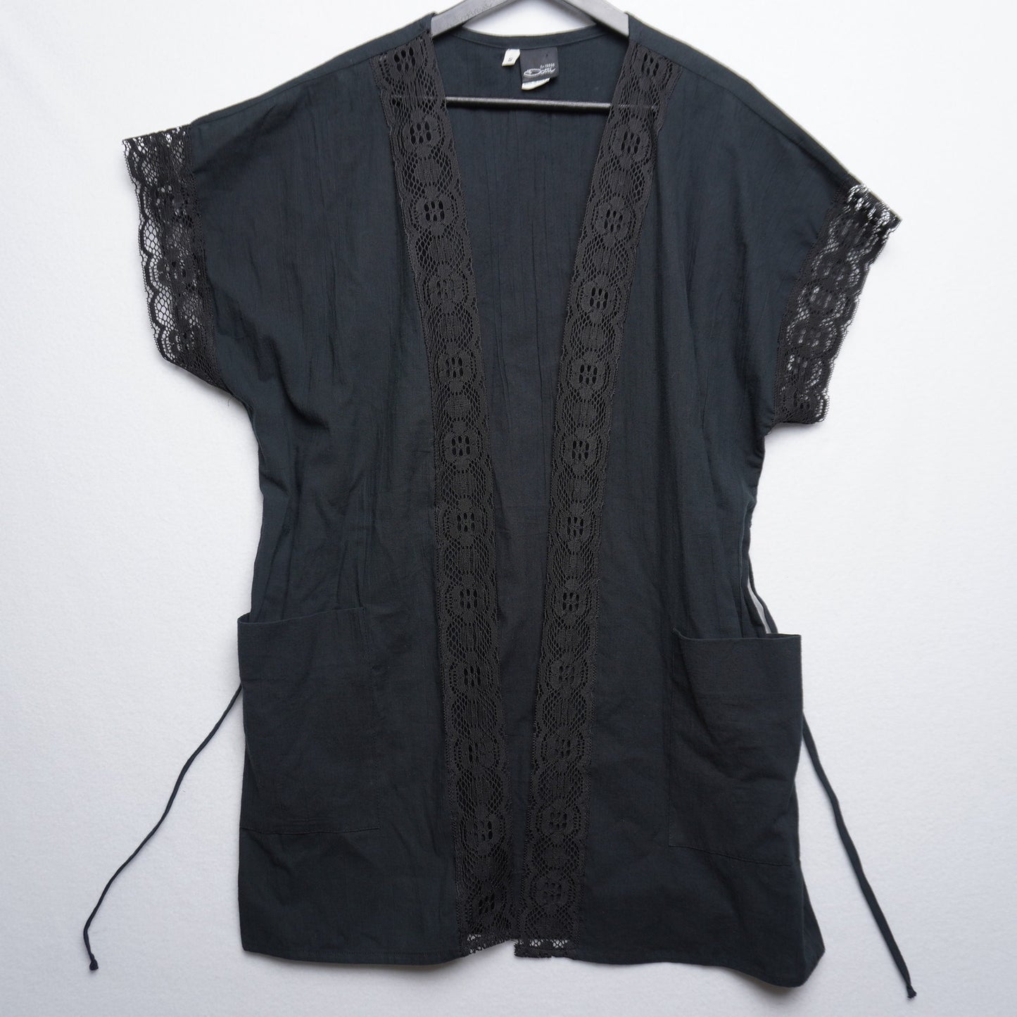 Vintage Dotti Kimono Style Black Robe Made in USA Small