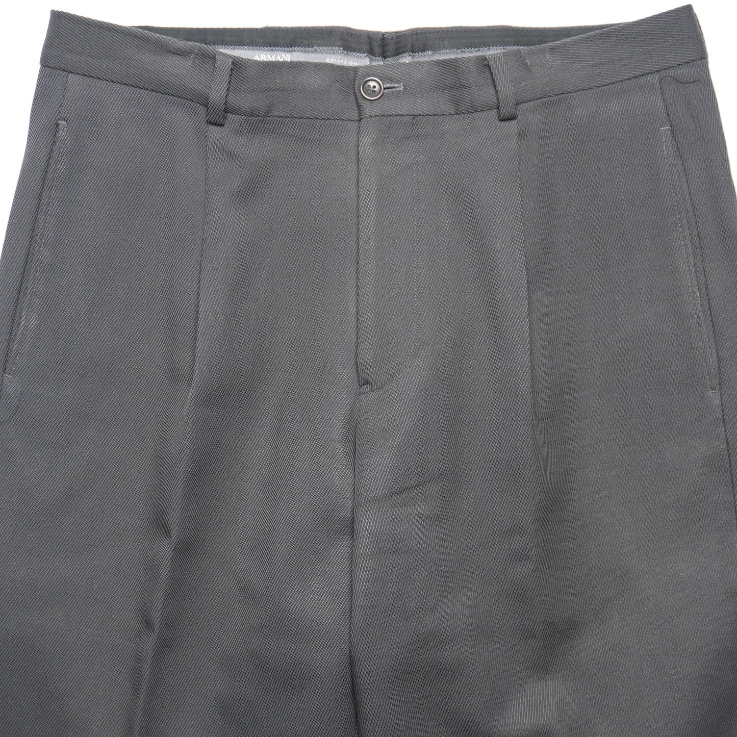 Armani Collezioni Dark Gray Wide Leg Wool Trousers