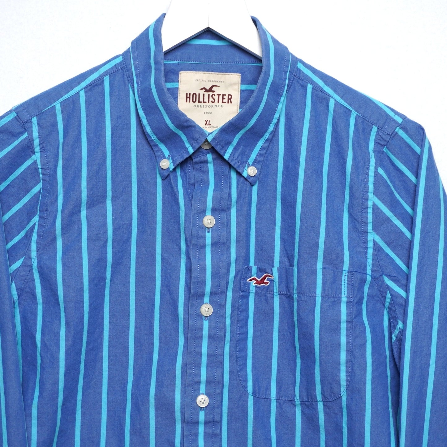 Hollister Blue Striped Button Down Shirt Size XL