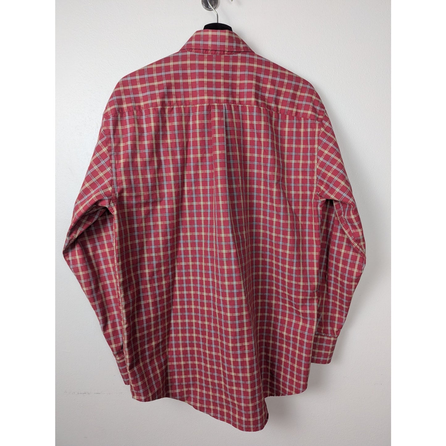 T. Harris London Button Down Shirt Red Checks Size Large