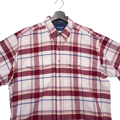 Vintage Wrangler Red and Blue Plaid Short Sleeve Western Shirt XL